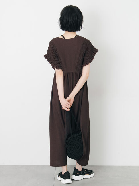 Samansa Mos2「前開きシャーリングワンピース」|ワンピース|