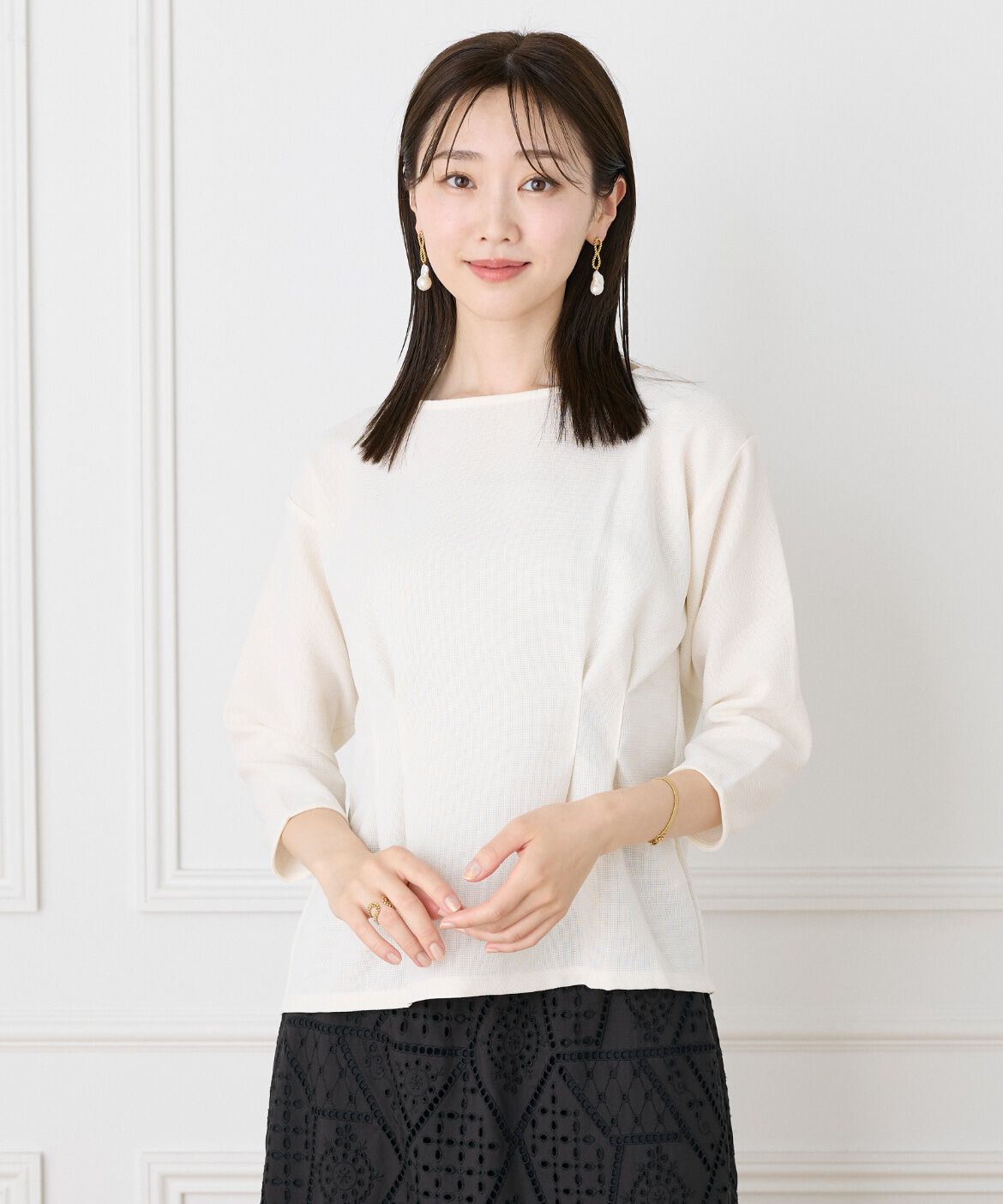 7-IDconcept.「《大きいｻｲｽﾞ》ﾌﾛﾝﾄﾀｯｸﾌﾟﾙｵｰﾊﾞｰ《日本製》|涼やかに」|Tシャツ・カットソー|