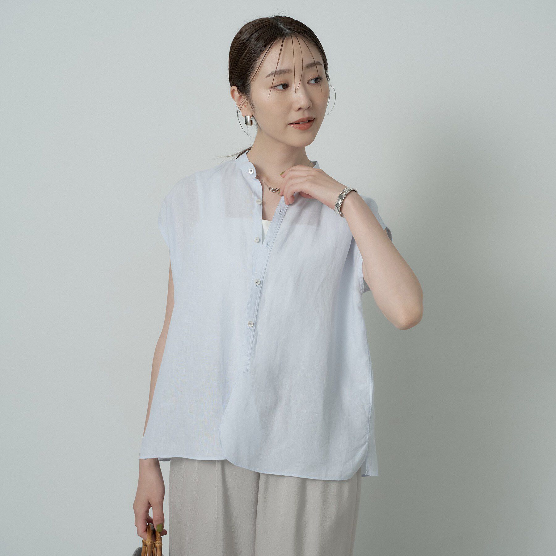 UNTITLED「【TICCA】リネンフレンチシャツ」|シャツ・ブラウス|サックスブルー(09