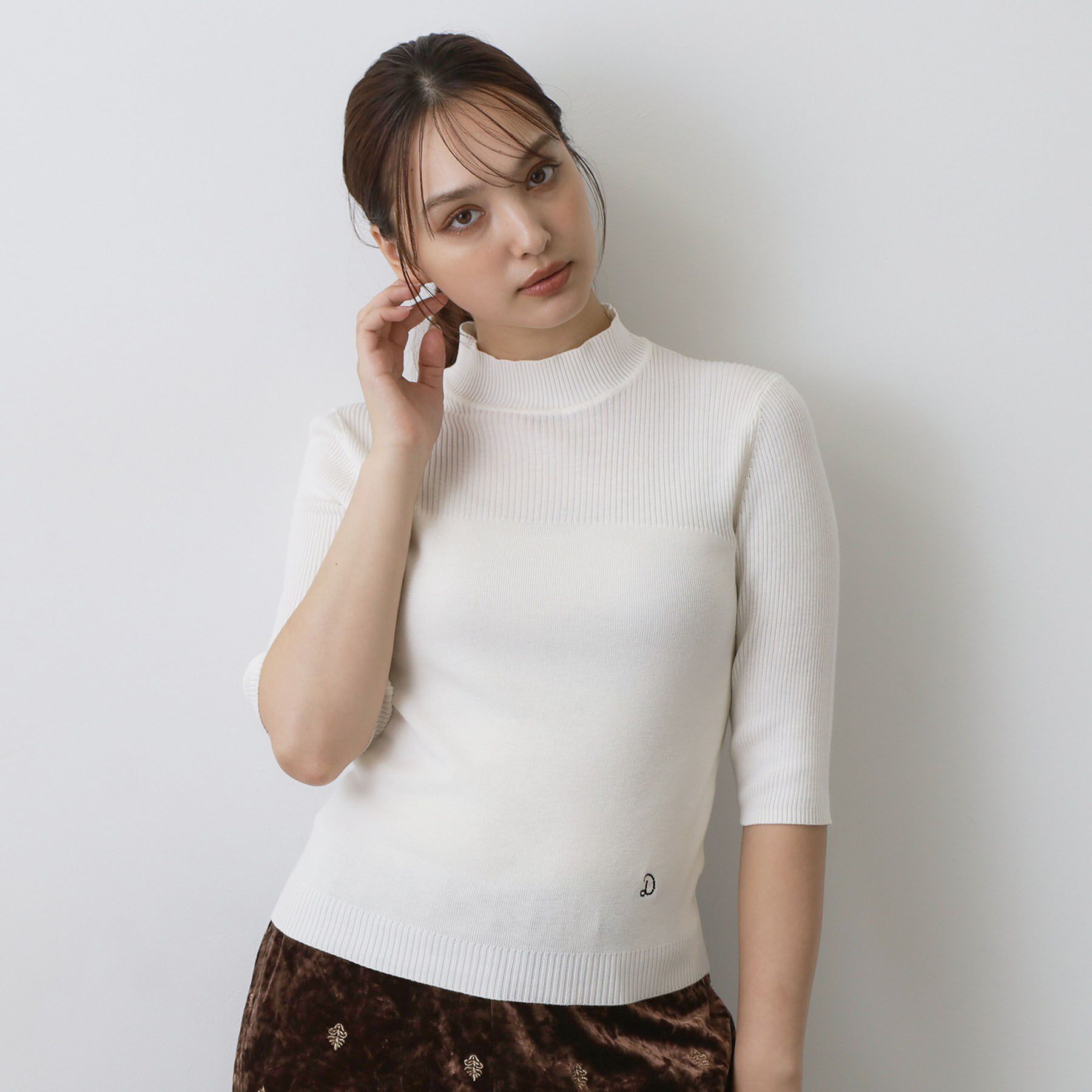 DRESSTERIOR「【接触冷感】クールタッチカットハーフスリーブプルオーバー」|ニット・セーター|