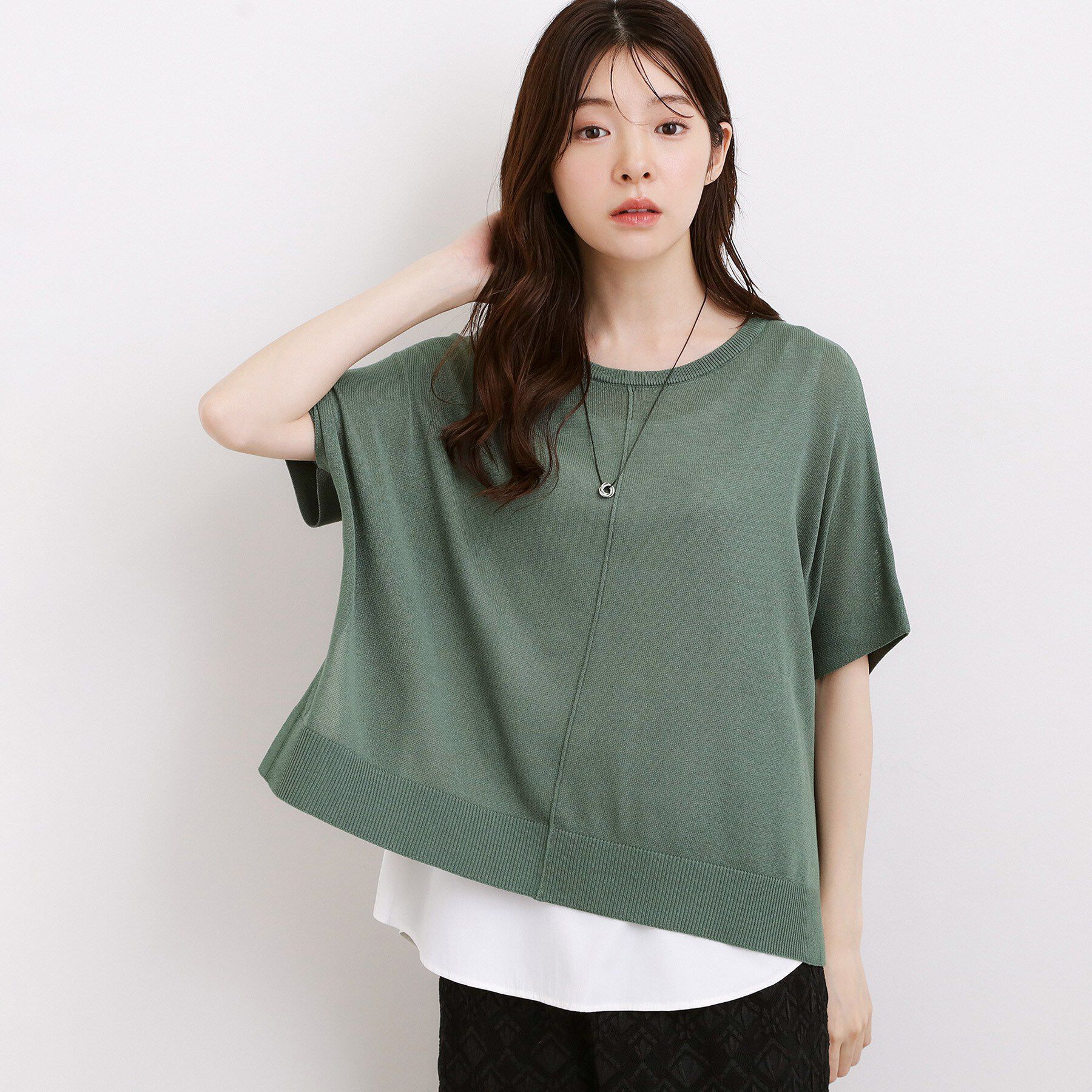 grove「【体系カバー◎】ニット&times;インナーシャツタンクSET」|その他|グリーン(022)