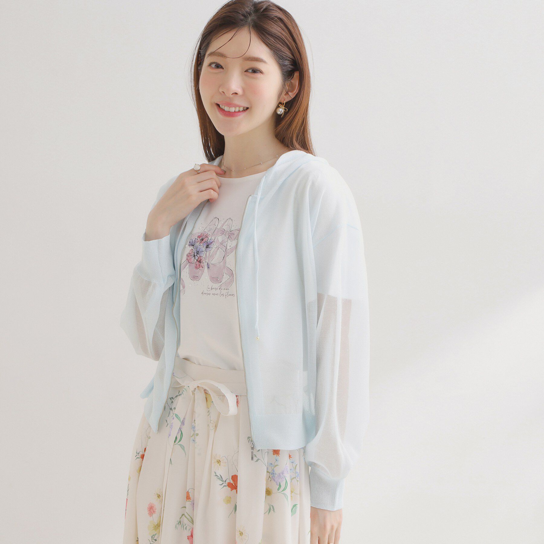 Couture broach「【洗える】LEVITAジップアップフーディー」|カーディガン|