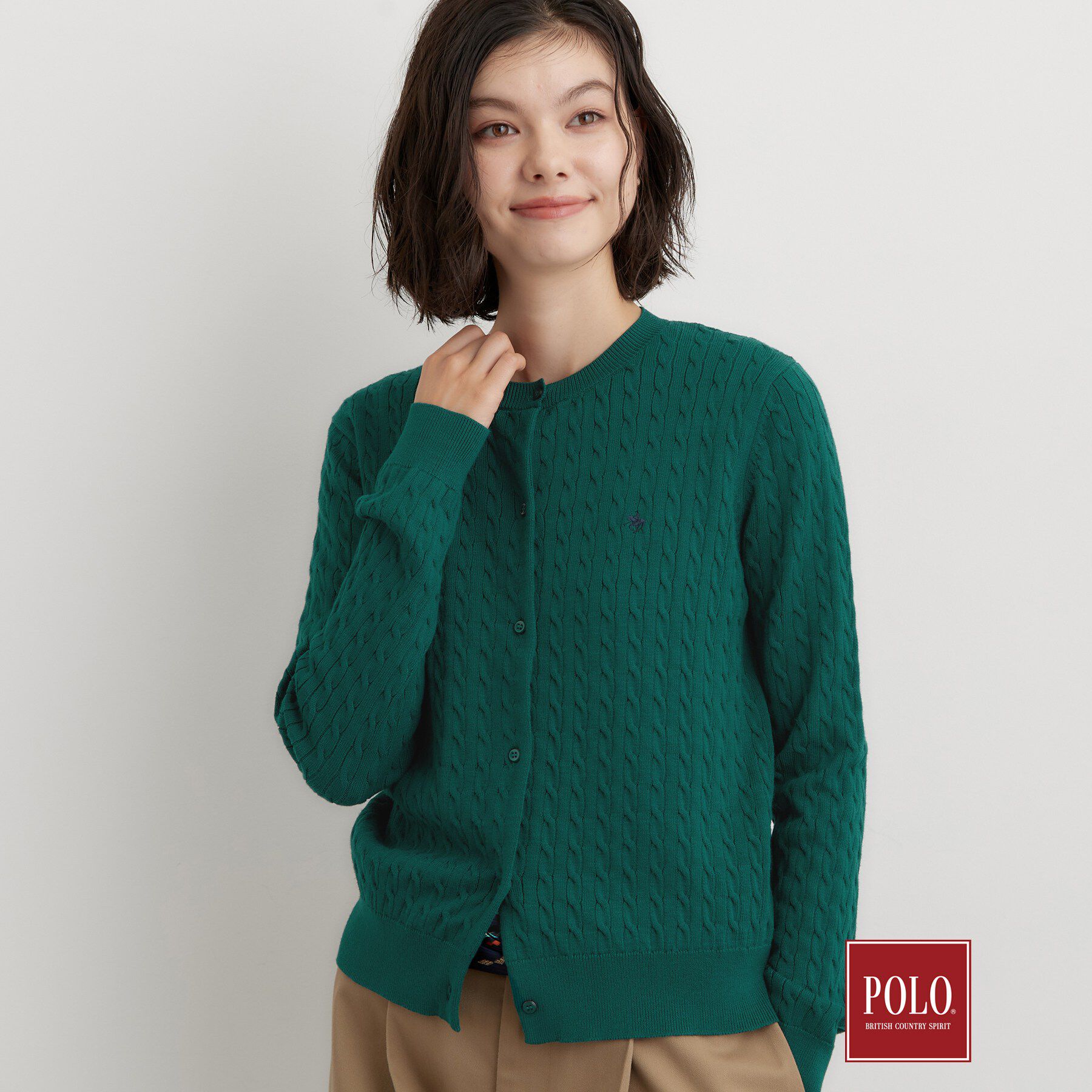 THE SHOP TK「POLO BCS/ケーブルクルーカーディガン」|カーディガン|