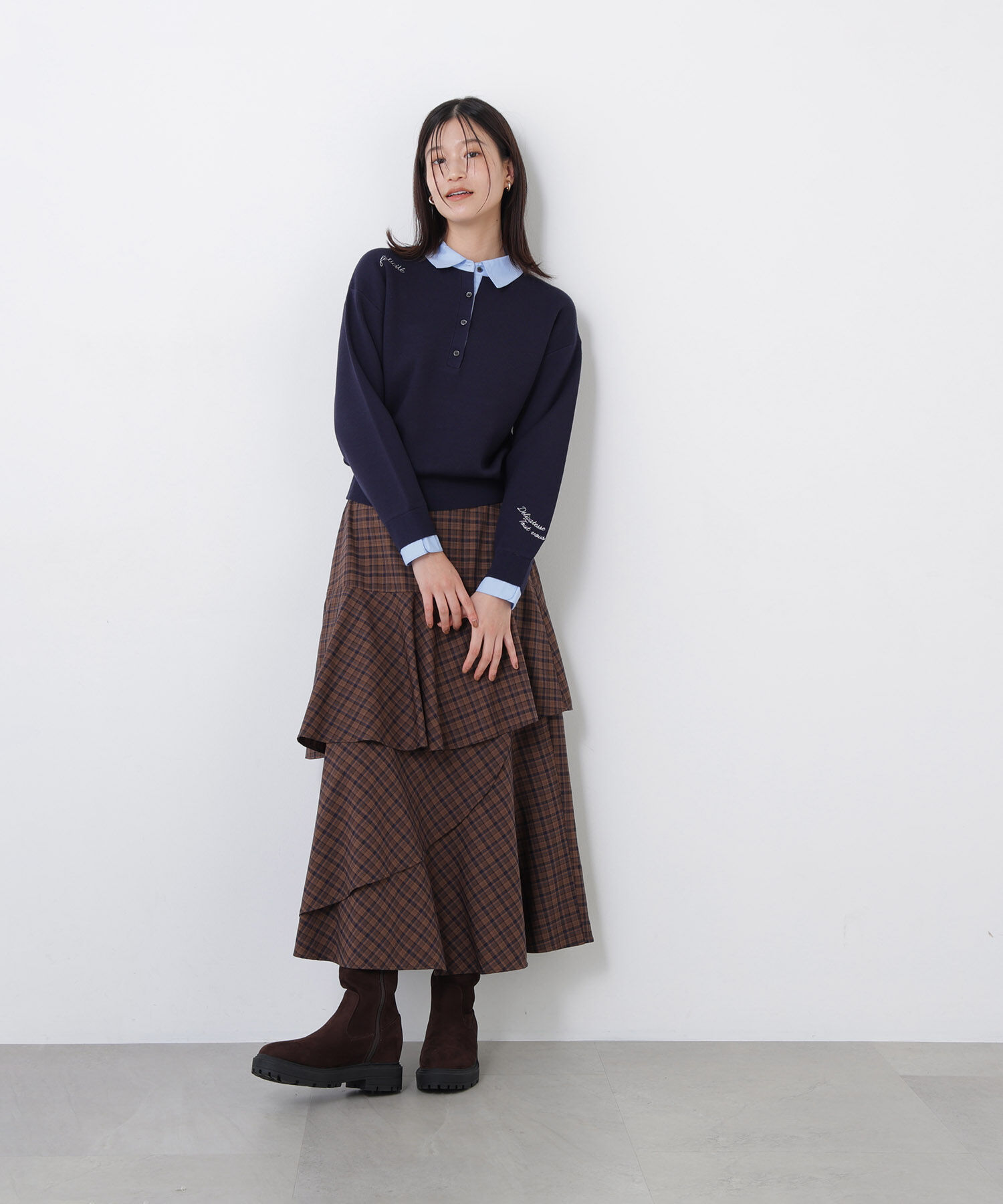  「〈N.〉シャツカラーロゴ刺繍ニット」|ニット・セーター|