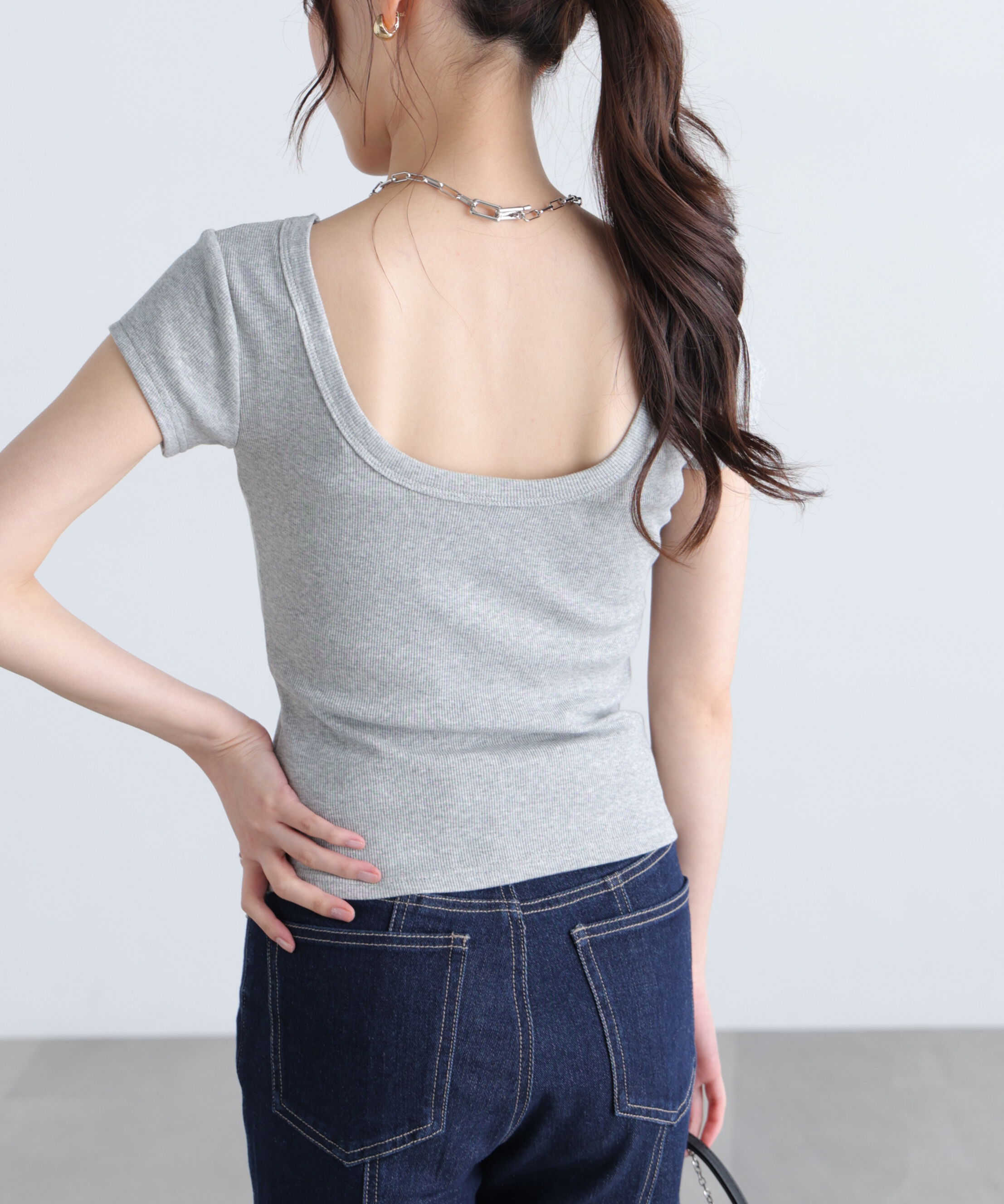  「〈MFM〉バックオープン半袖カットソー」|Tシャツ・カットソー|