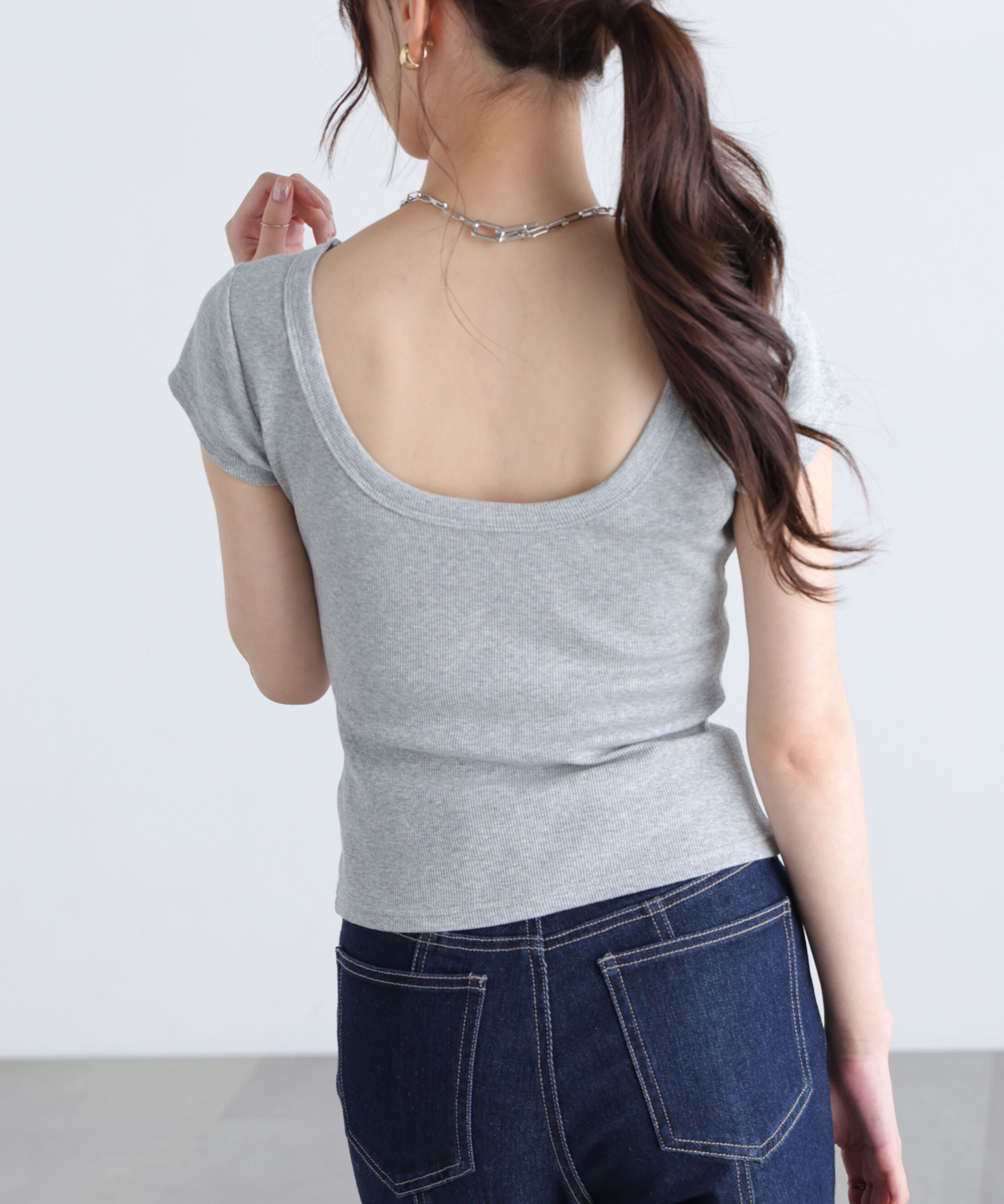  「〈MFM〉バックオープン半袖カットソー」|Tシャツ・カットソー|