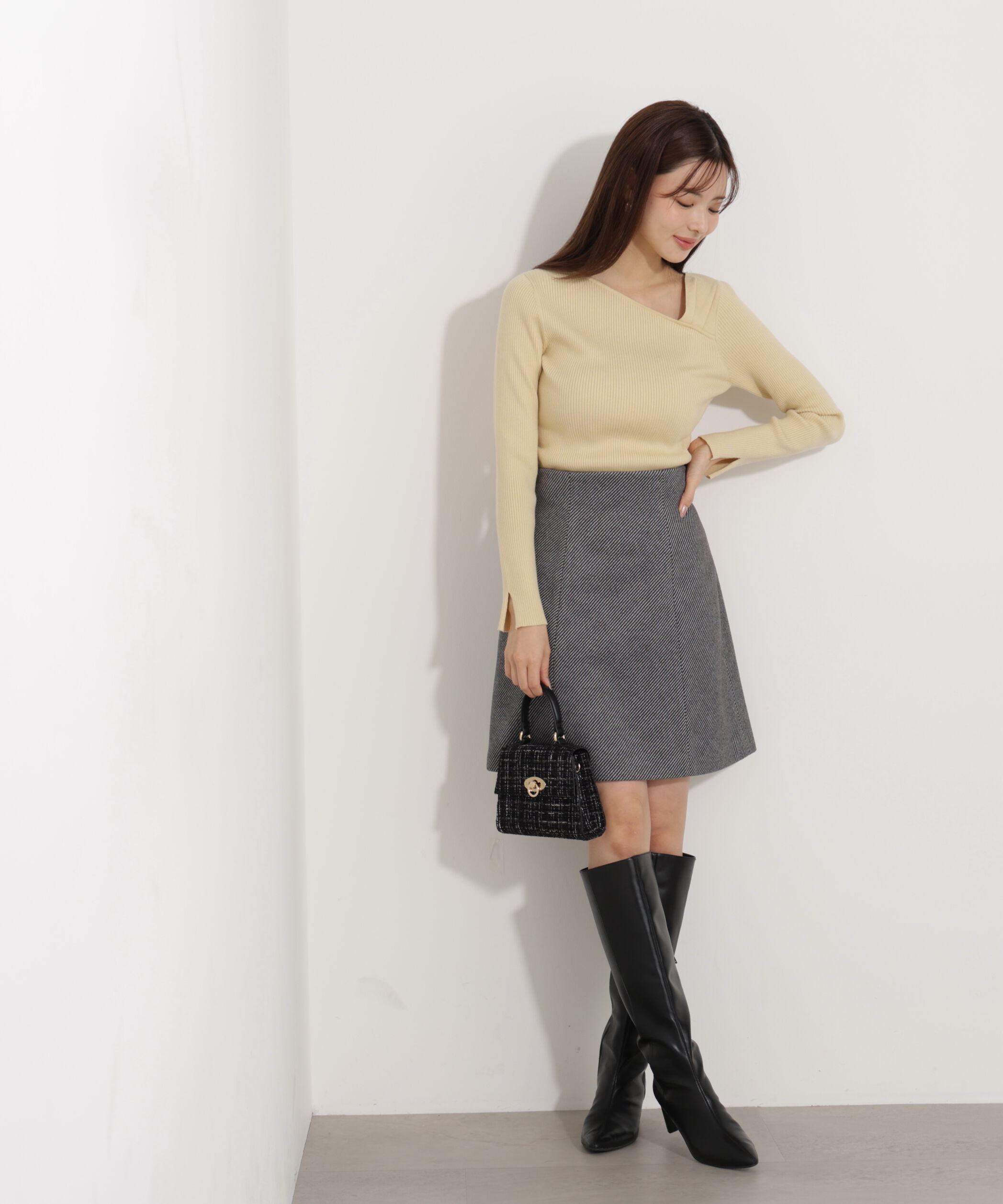 PROPORTION BODY DRESSING「アシメネックリブニット 25AW」|ニット・セーター|