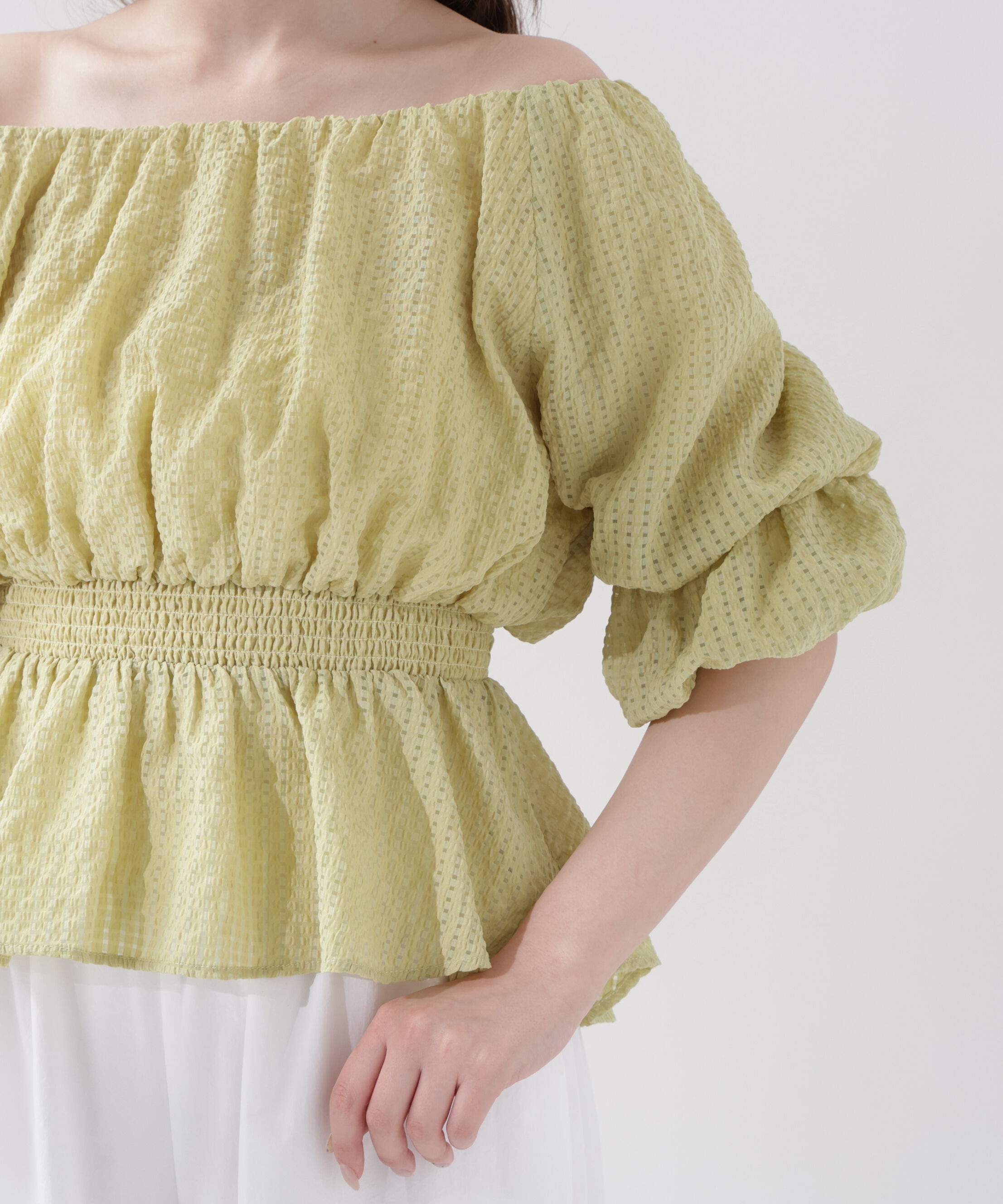 PROPORTION BODY DRESSING「＜中川紅葉さん着用＞〈a/mie〉2wayオフショルフィッシュテールブラウス」|シャツ・ブラウス|