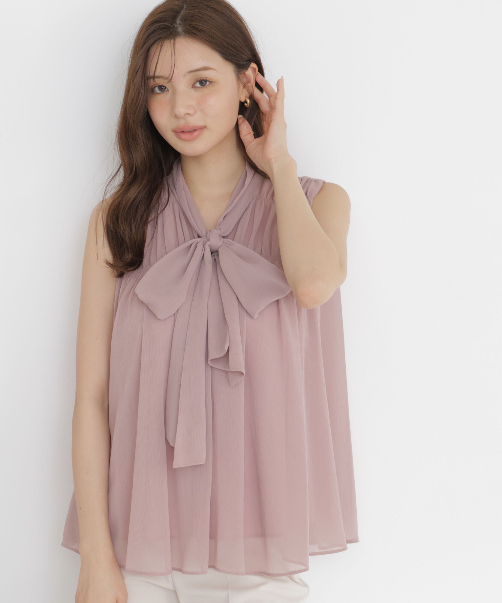 PROPORTION BODY DRESSING「ボウタイシャーリングブラウス」|シャツ・ブラウス|ピンク