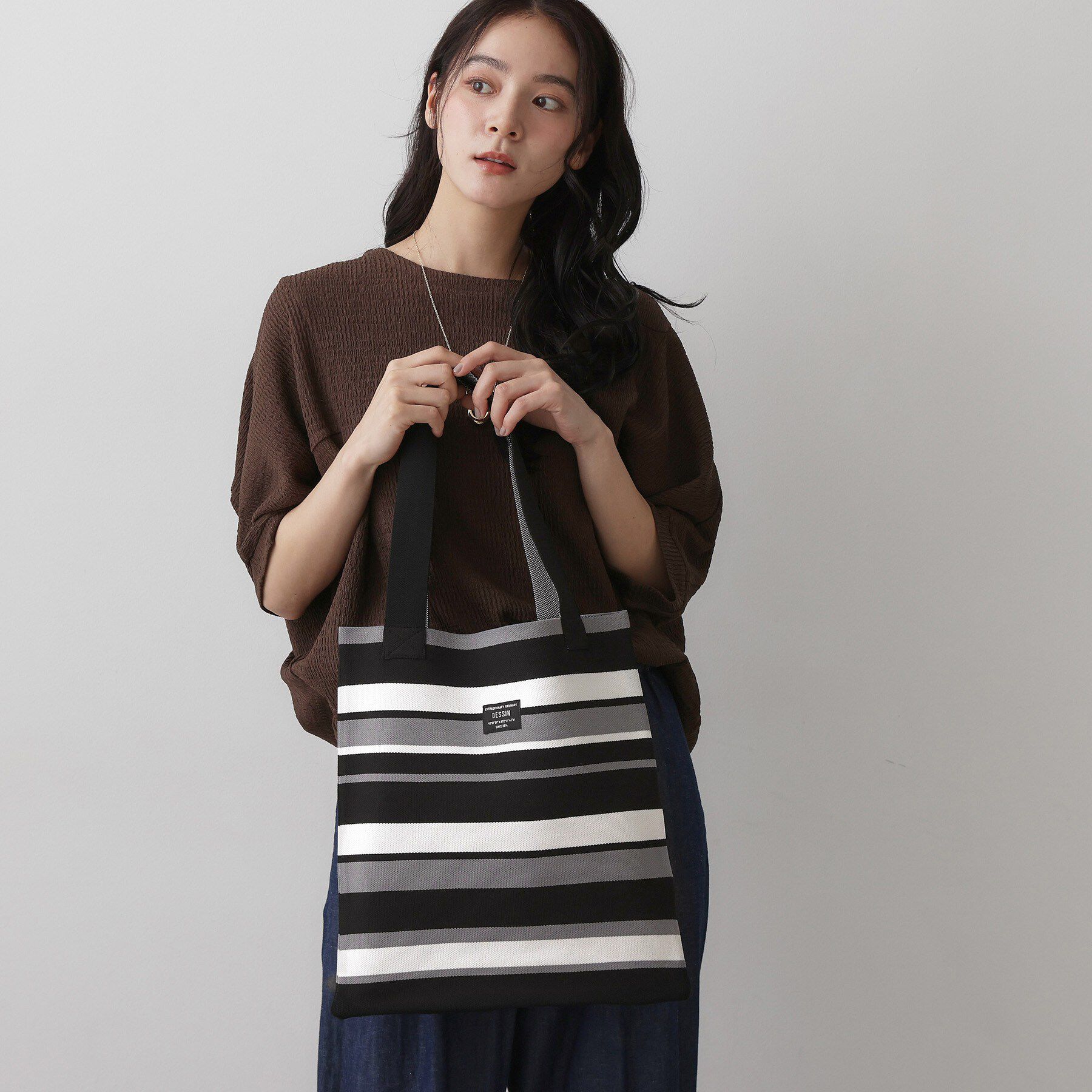 Dessin「【マシンウォッシャブル・A4収納可】ランダムボーダーニットBAG」|トートバッグ|