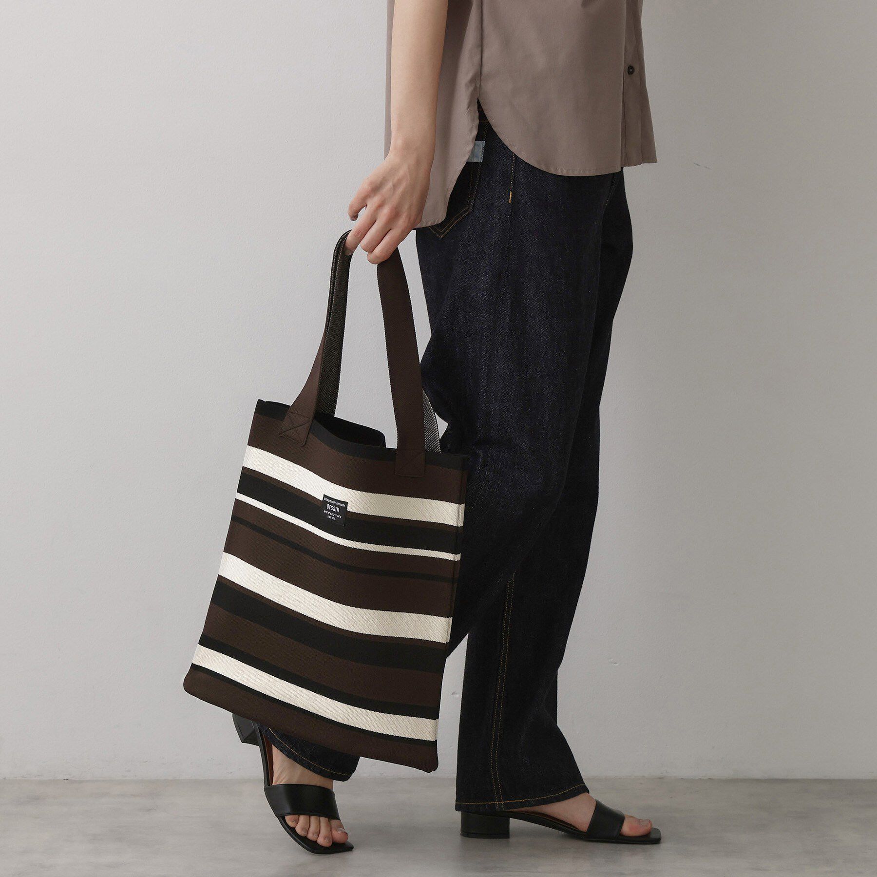 Dessin「【マシンウォッシャブル・A4収納可】ランダムボーダーニットBAG」|トートバッグ|