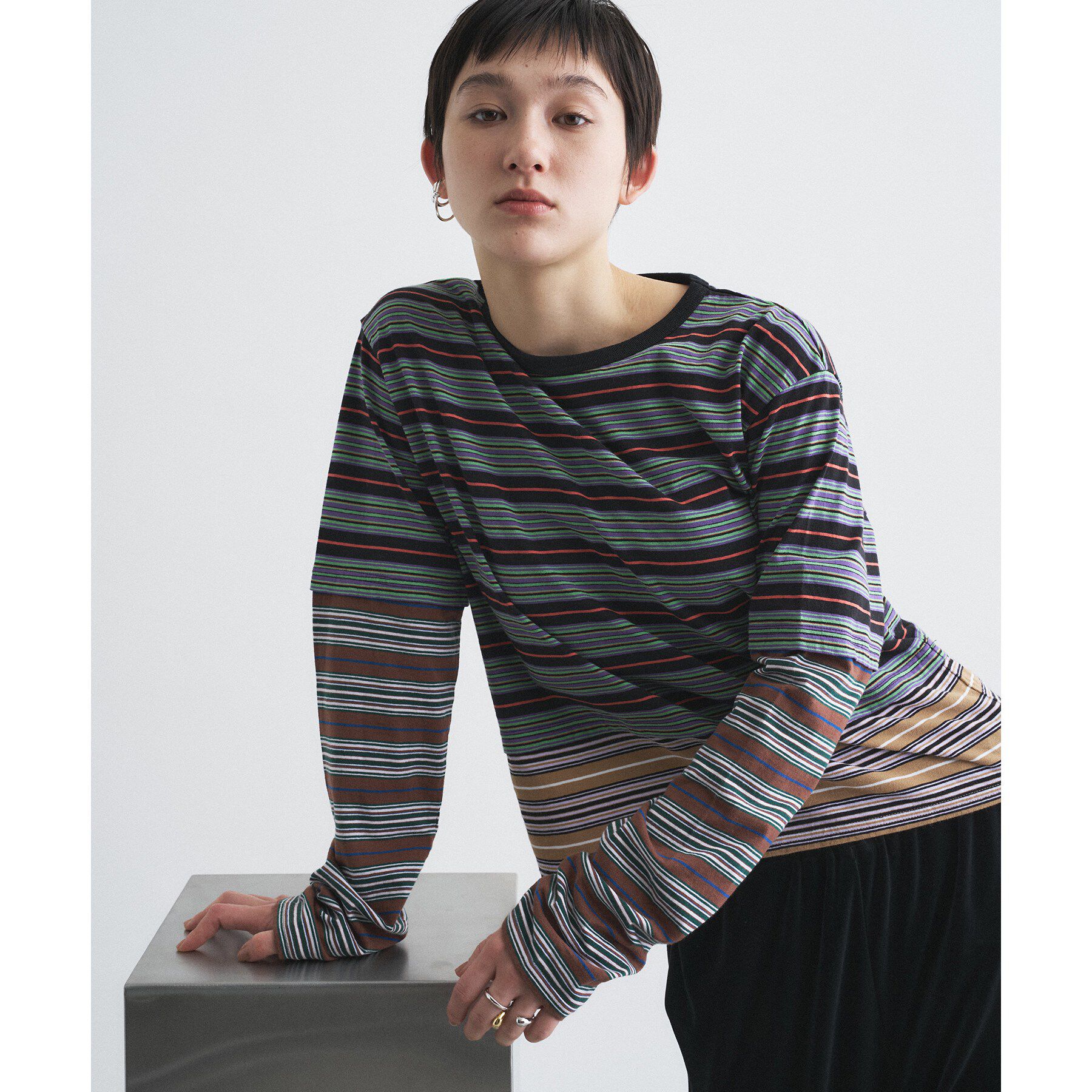 CODE A「Girls department Club｜TRIPLE BORDER LAYER LS」|Tシャツ・カットソー|