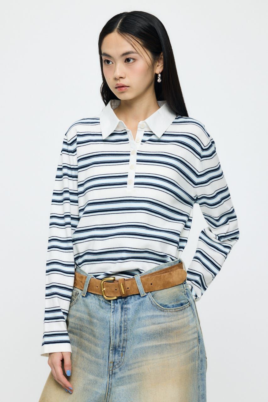 MOUSSY「BORDER POLO KNIT TEE」|ニット・セーター|