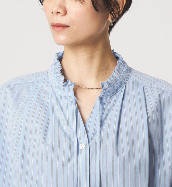 UNITED ARROWS green label relaxing「フリル ネック ショートスリーブ ブラウス」|シャツ・ブラウス|