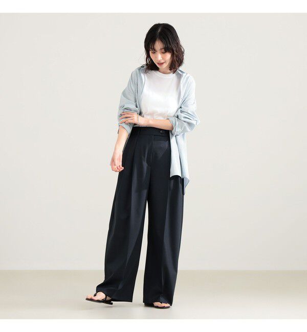 Demi-Luxe BEAMS 「エディター東原妙子 &times; Demi-Luxe BEAMS / ウォッシャブルウール バレルパンツ」|チノ|
