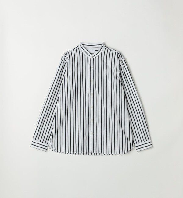 SHIPS any「SHIPS any:〈洗濯機可能〉ストライプ / ソリッド リラックス バンドカラー シャツ 26AW◆」|シャツ・ブラウス|