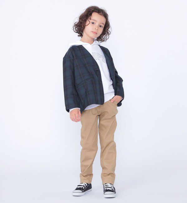 SHIPS KIDS「SHIPS KIDS:100～130cm /セレモニー チェック ノーカラー ジャケット」|ノーカラージャケット|