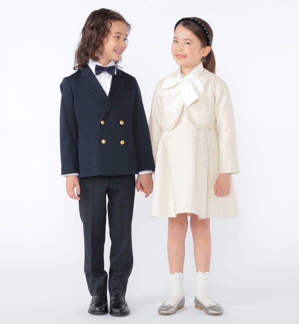 SHIPS KIDS「SHIPS KIDS:110～130cm /セレモニー ラメ ツイード ボレロ ジャケット」|ノーカラージャケット|