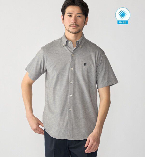 SHIPS「【WEB限定】SHIPS: 〈吸水速乾〉ドライピケ ワンポイント ロゴ ボダンダウン シャツ」|Tシャツ・カットソー|グレー