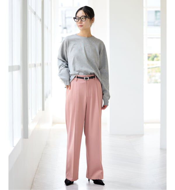 IENA「《予約》ストレッチツイルセミワイドパンツ」|スラックス|