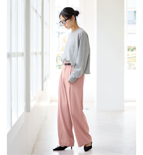IENA「《予約》ストレッチツイルセミワイドパンツ」|スラックス|