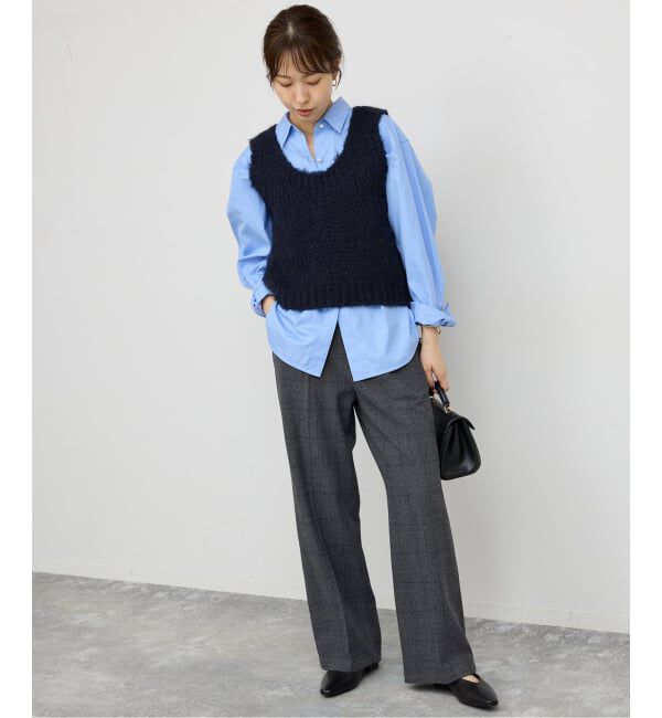 Spick and Span「《手洗い可 / 追加予約》グレンチェック起毛タックストレートパンツ」|スラックス|