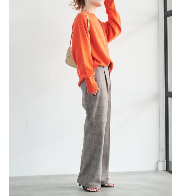Spick and Span「《手洗い可 / 追加予約》グレンチェック起毛タックストレートパンツ」|スラックス|