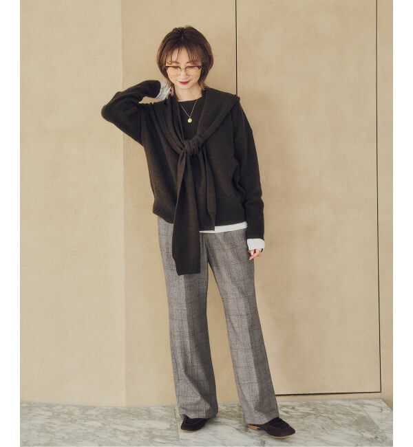 Spick and Span「《手洗い可 / 追加予約》グレンチェック起毛タックストレートパンツ」|スラックス|
