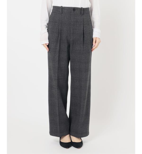 Spick and Span「《手洗い可 / 追加予約》グレンチェック起毛タックストレートパンツ」|スラックス|