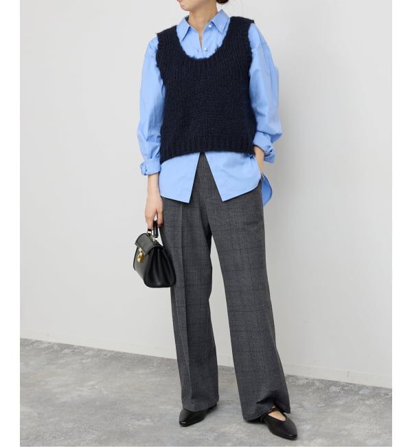 Spick and Span「《手洗い可 / 追加予約》グレンチェック起毛タックストレートパンツ」|スラックス|
