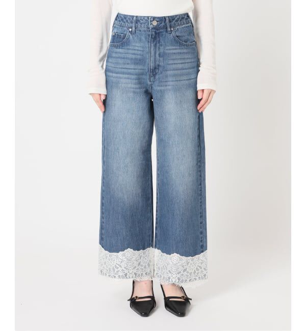U by SPICK&SPAN「《予約》レースヘムルーズストレートパンツ」|デニム|