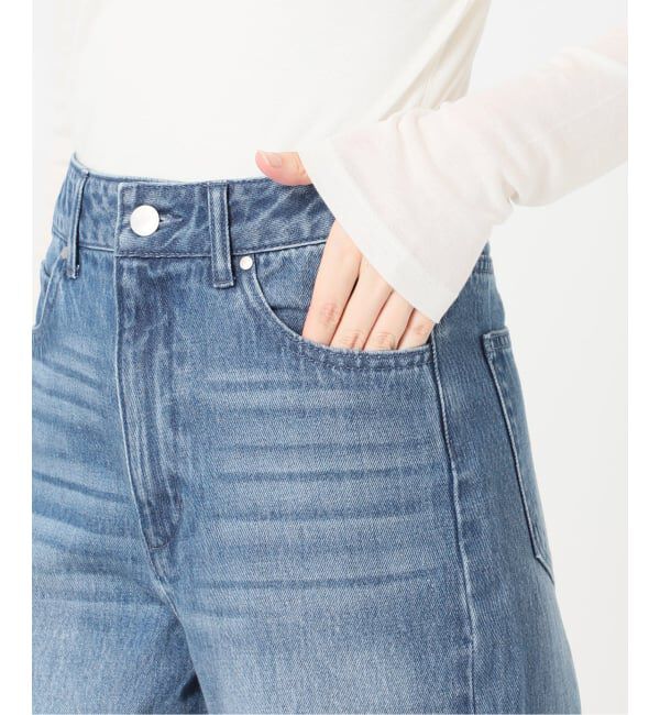 U by SPICK&SPAN「《予約》レースヘムルーズストレートパンツ」|デニム|