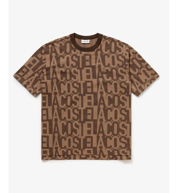 LACOSTE「クールマックスブランドネームロゴ総柄Tシャツ」|Tシャツ・カットソー|ブラウン