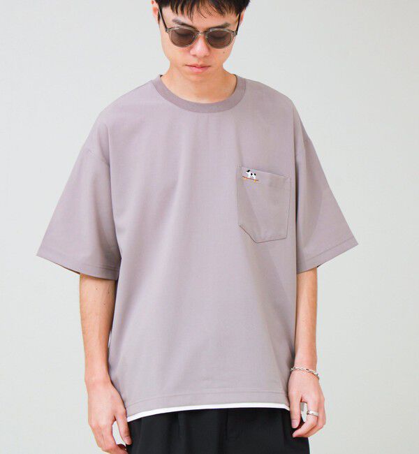 GLOSTER「【フレブル刺繍/セットアップ対応】カラミ織りTEE フェイクレイヤード」|Tシャツ・カットソー|