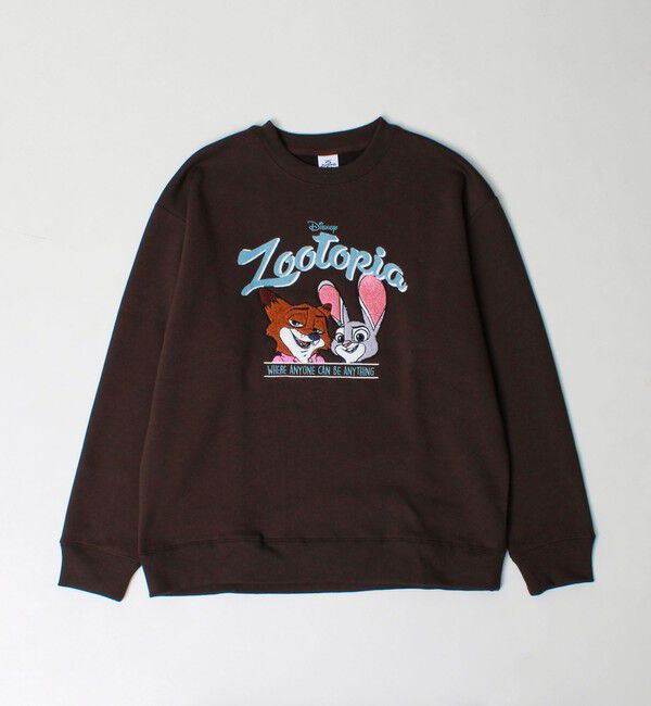 GLOSTER「【ZOOTOPIA/ズートピア】ニック＆ジュディ サガラ刺繍クルースウェット 裏起毛」|スウェット・ジャージ|ブラウン