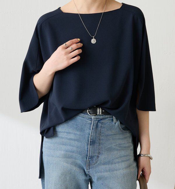  「《接触冷感/UVカット/体型カバーに◎》ジャージスクエアブラウス」|シャツ・ブラウス|