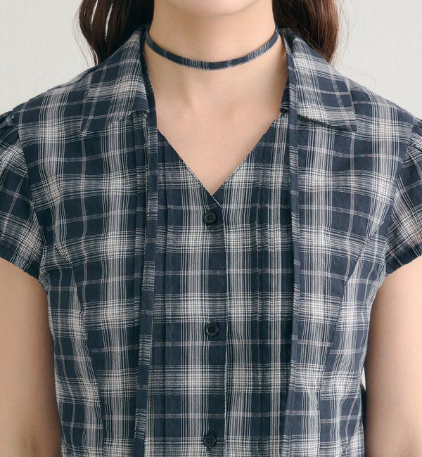  「衿付きチェックフレンチブラウス」|シャツ・ブラウス|