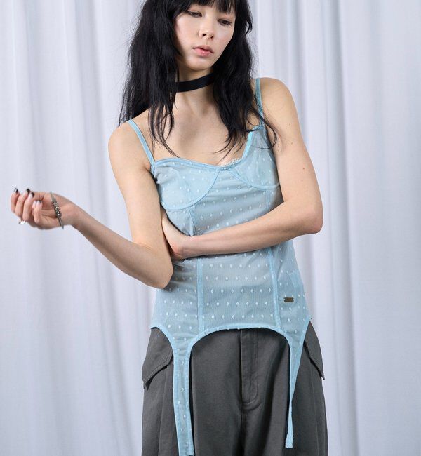  「【SixM 】Tulle garter corset」|シャツ・ブラウス|サックスブルー