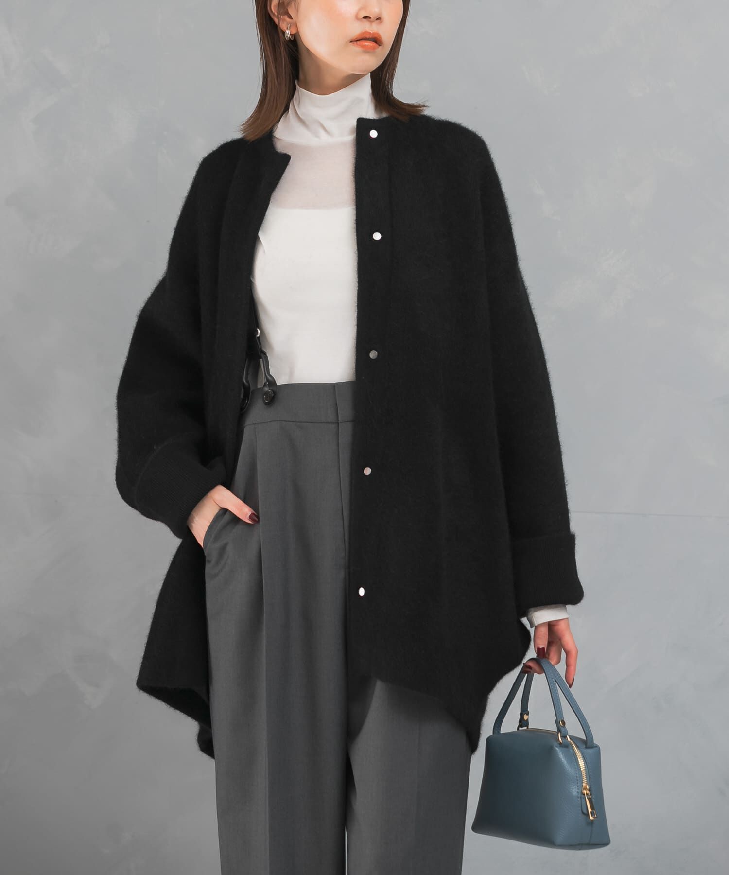URBAN RESEARCH ROSSO「ELENDEEK　BASIC CN RACCOON MIX CARDIGAN」|カーディガン|ブラック