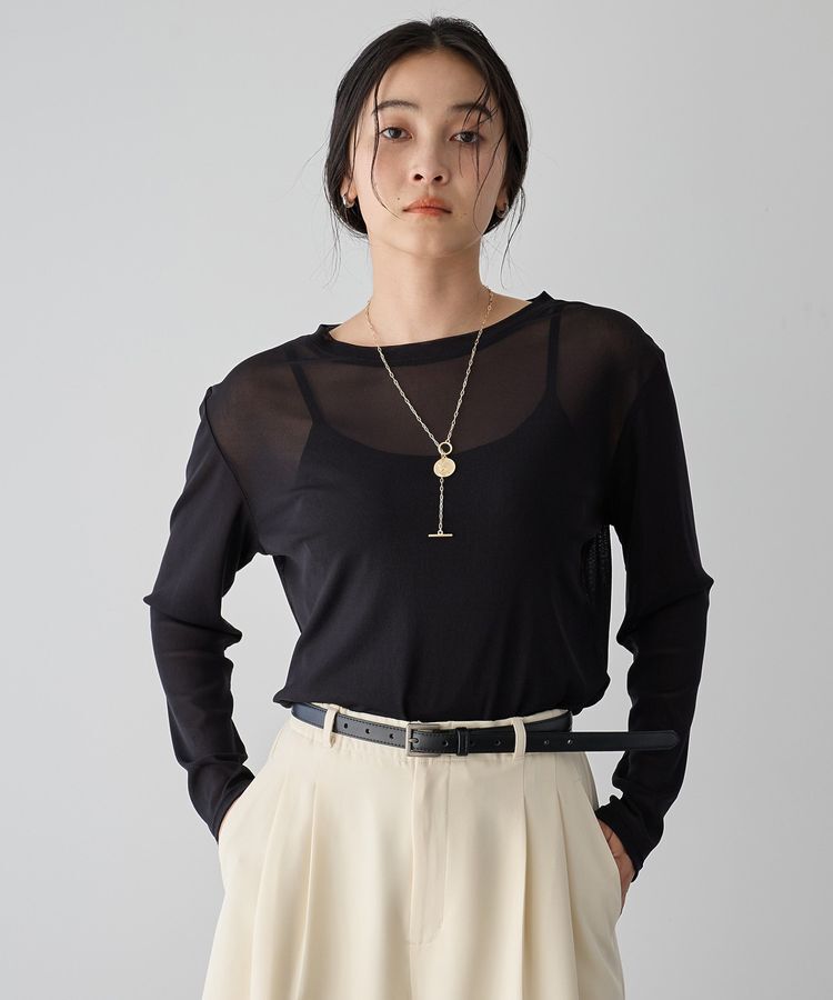 YECCA VECCA「クルーネックシアートップス」|Tシャツ・カットソー|Black