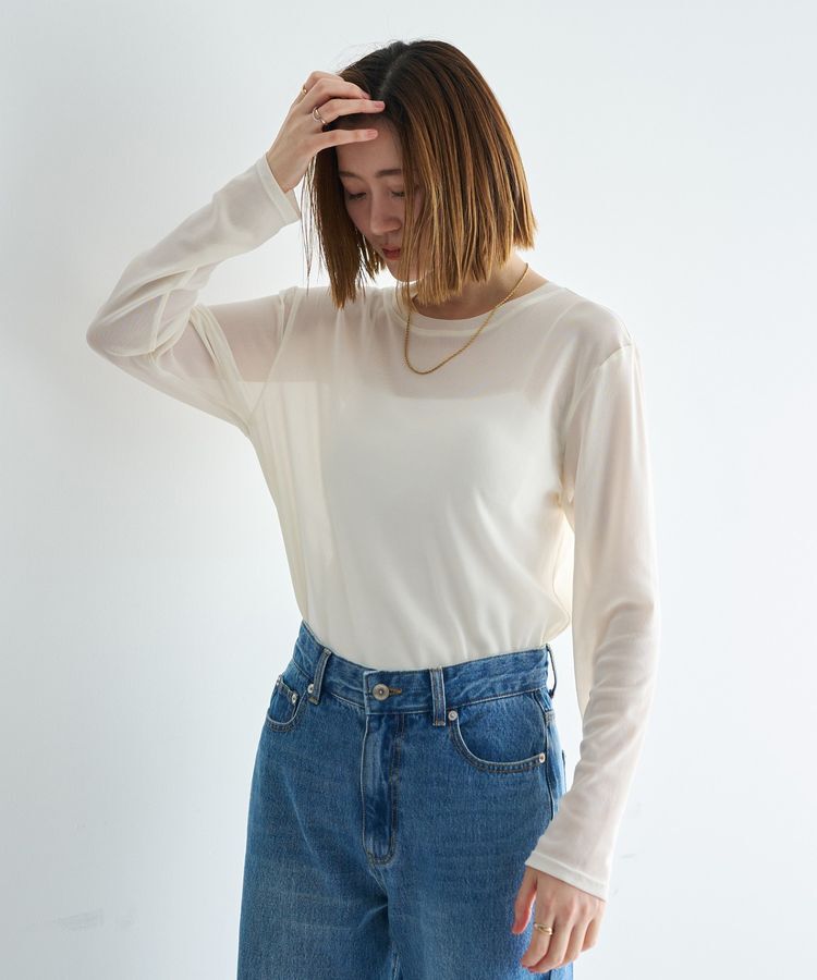 YECCA VECCA「クルーネックシアートップス」|Tシャツ・カットソー|
