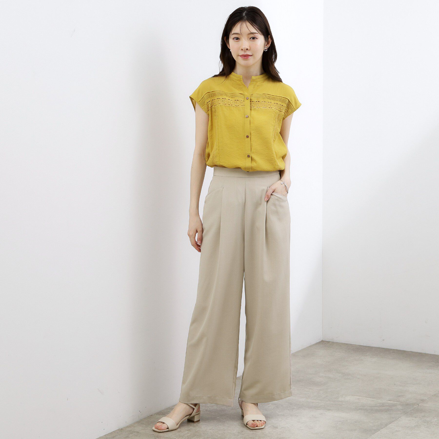 grove「【ひんやり・ウエストゴム】きれいも機能も叶える、リネンライクワイドパンツ」|その他|