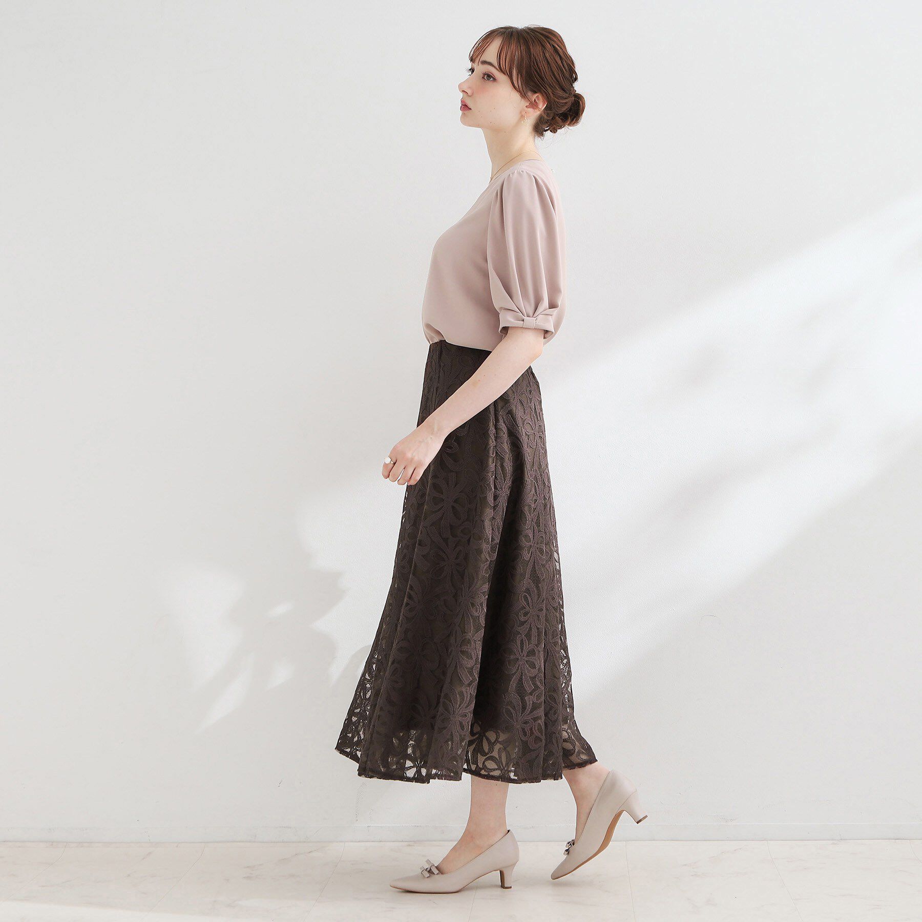 Couture broach「【洗える】袖リボンデザイン ハートネック ブラウス」|シャツ・ブラウス|