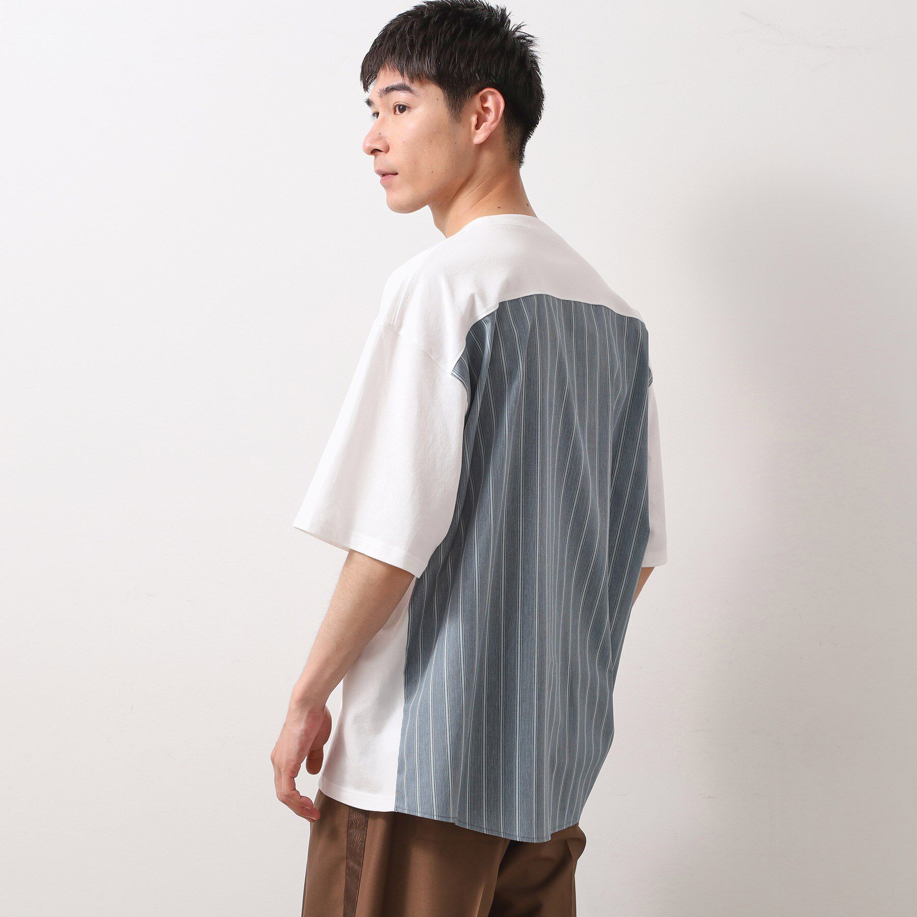 THE SHOP TK「エシカルブロード切替Tシャツ 洗濯機OK」|Tシャツ・カットソー|オフホワイト(303