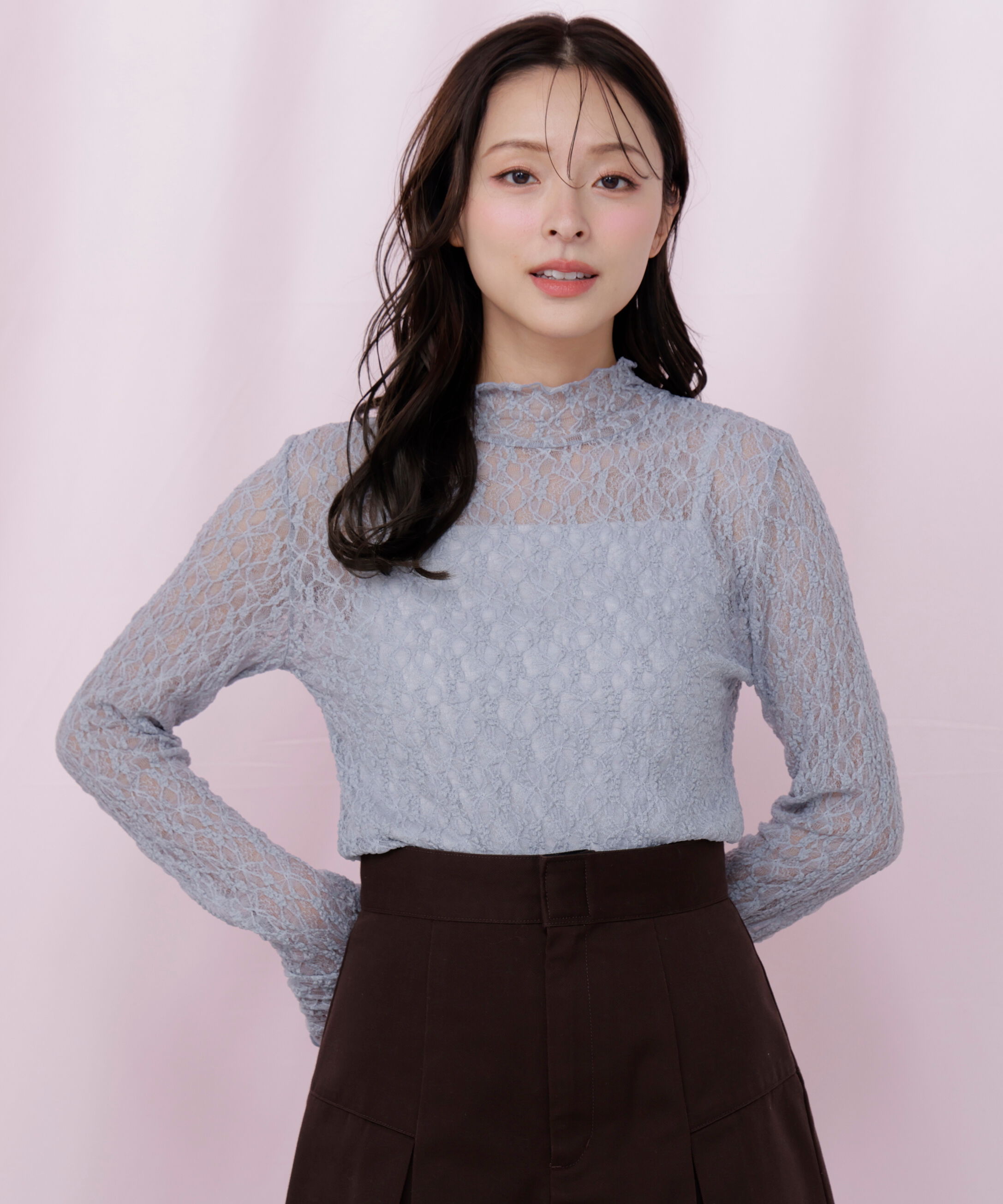  「レースカットソートップス」|Tシャツ・カットソー|ブルー