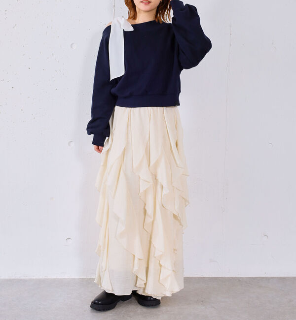 archives「シフォンリボンワンショルスウェット」|Tシャツ・カットソー|