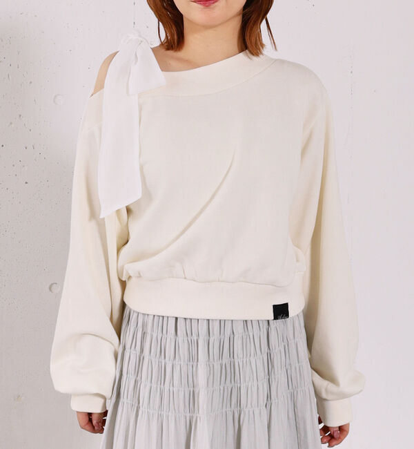 archives「シフォンリボンワンショルスウェット」|Tシャツ・カットソー|IVORY