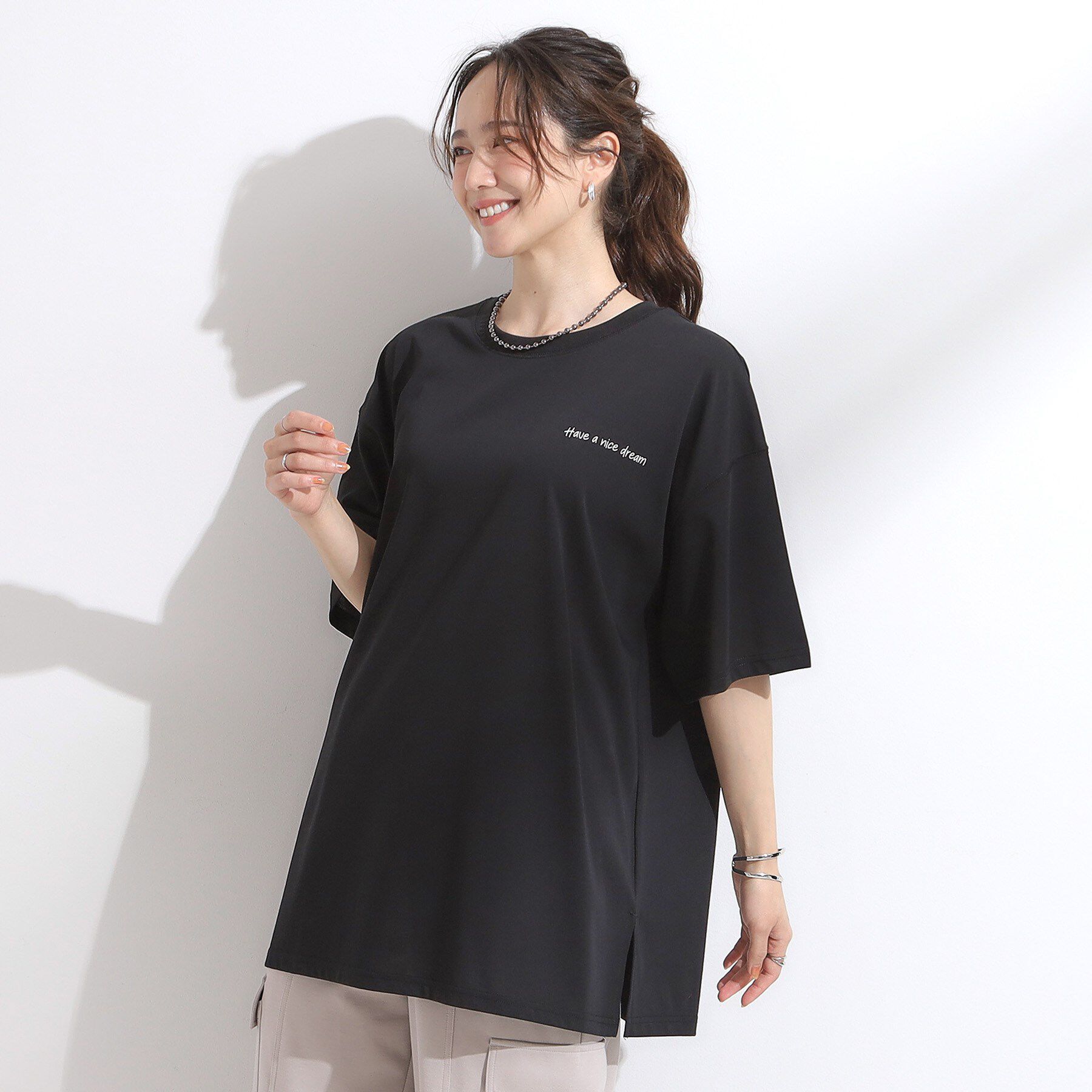 SHOO･LA･RUE「【ひんやり/汗ジミ軽減/UVカット】プリントアソート BIG Tシャツ」|Tシャツ・カットソー|
