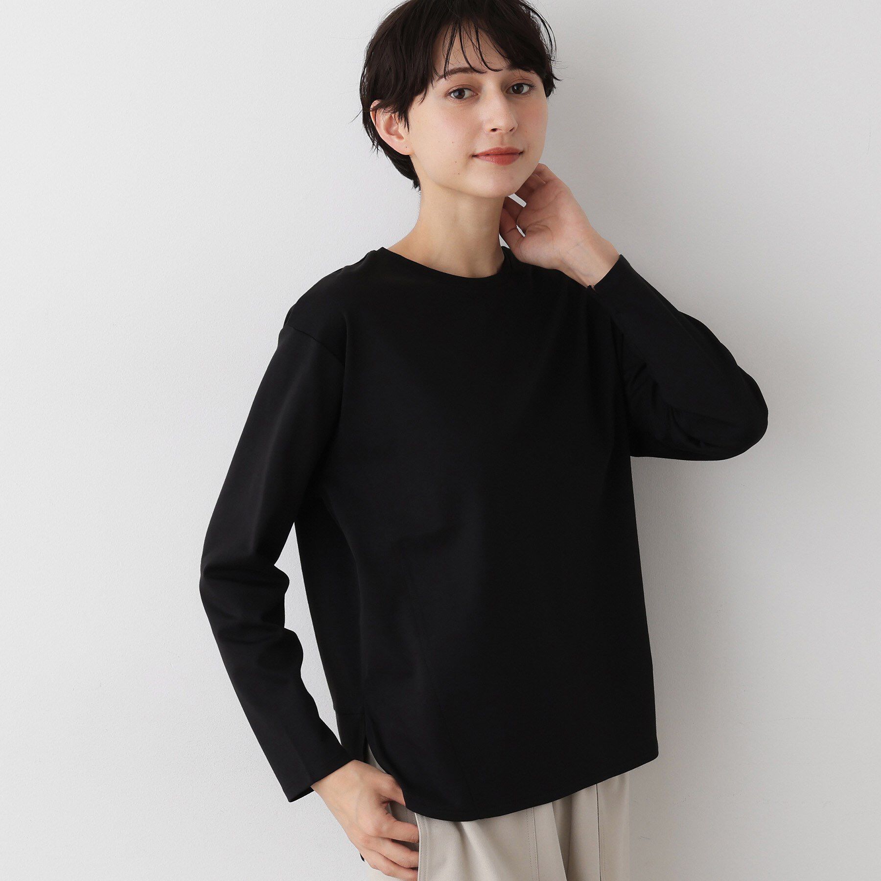 Dessin「【美シルエット/洗える】切替カットソー」|Tシャツ・カットソー|ブラック(019)