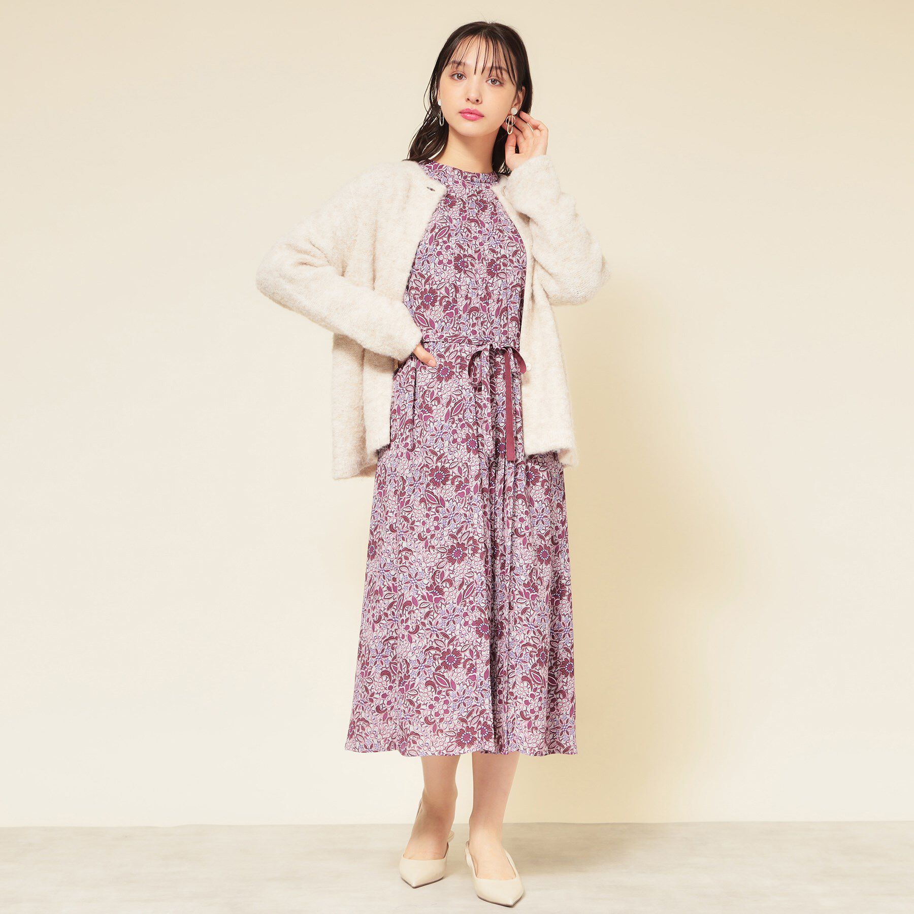 SunaUna「【co creation and yours／SS～L】レースプリーツワンピース」|ワンピース|